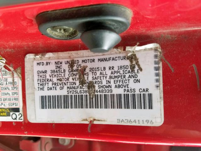 5Y2SL63895Z448339 - 2005 PONTIAC VIBE RED photo 10