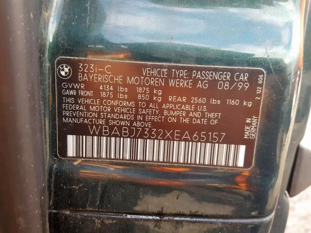 WBABJ7332XEA65157 - 1999 BMW 323 IC GREEN photo 10