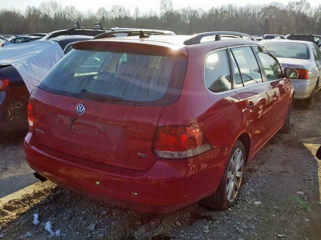 3VWPL7AJ1BM610282 - 2011 VOLKSWAGEN JETTA TDI RED photo 4