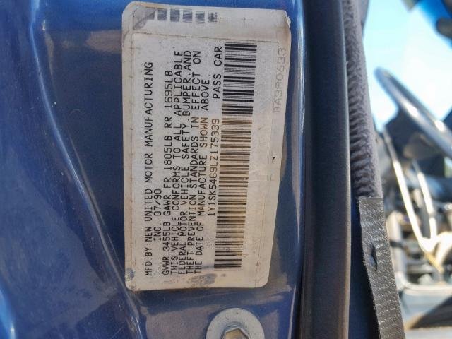 1Y1SK5469LZ175339 - 1990 GEO PRIZM BASE BLUE photo 10