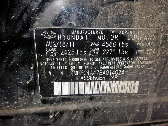 KMHEC4A47BA014024 - 2011 HYUNDAI SONATA HYB BLACK photo 10