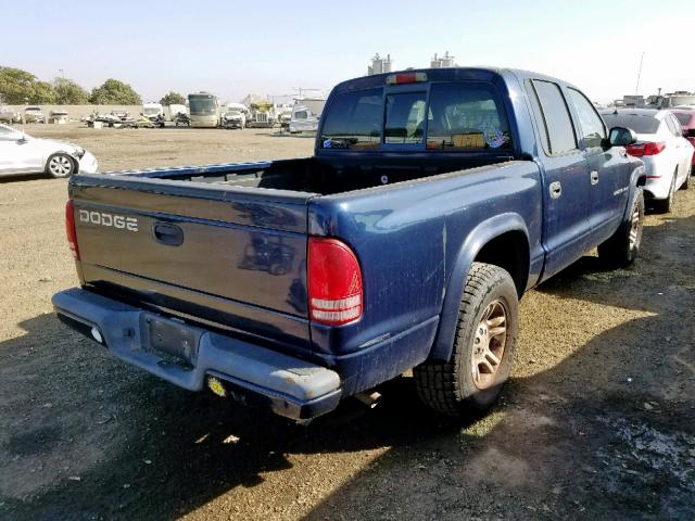 1B7HL38N22S708866 - 2002 DODGE DAKOTA QUA BLUE photo 4