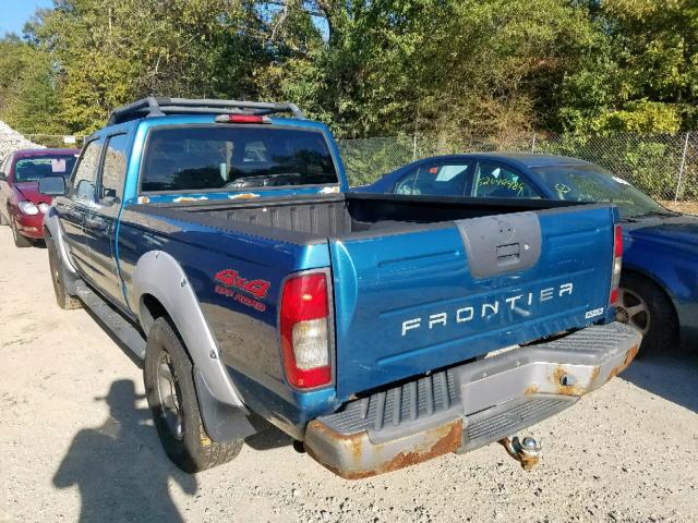 1N6ED29Y02C310520 - 2002 NISSAN FRONTIER C BLUE photo 3