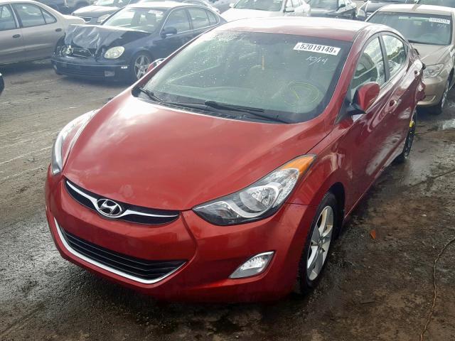 5NPDH4AE5DH256106 - 2013 HYUNDAI ELANTRA GL RED photo 2