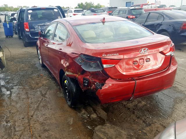 5NPDH4AE5DH256106 - 2013 HYUNDAI ELANTRA GL RED photo 3