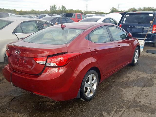 5NPDH4AE5DH256106 - 2013 HYUNDAI ELANTRA GL RED photo 4