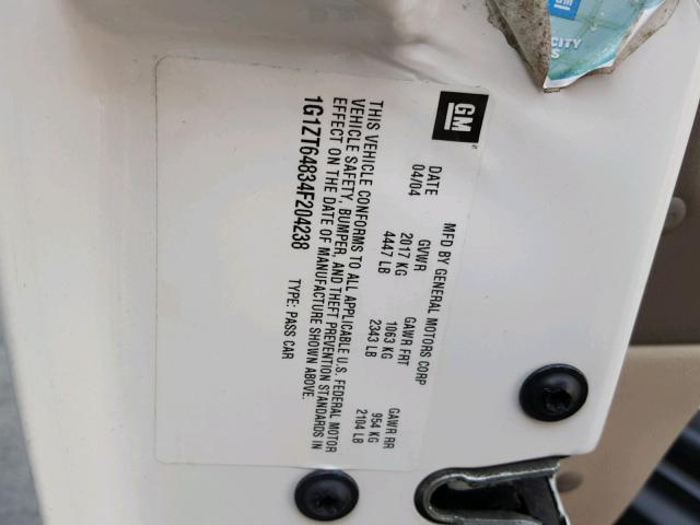 1G1ZT64834F204238 - 2004 CHEVROLET MALIBU MAX თეთრი ფოტო 10