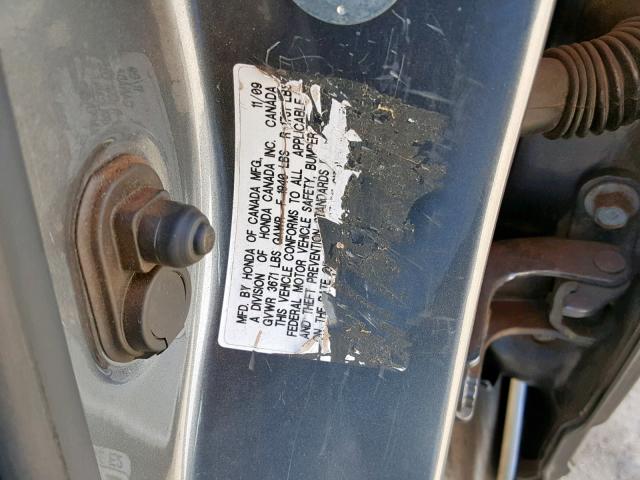 2HGFA1F60AH312441 - 2010 HONDA CIVIC LX-S Grafit foto 10