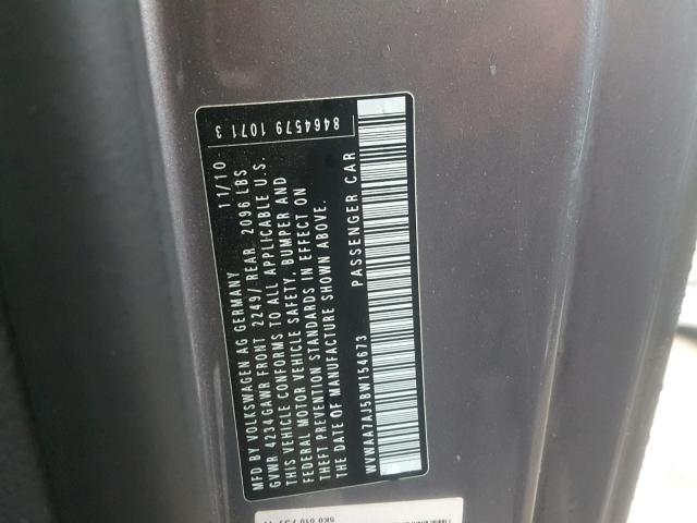 WVWAA7AJ5BW154673 - 2011 VOLKSWAGEN GOLF 灰色 照片 10