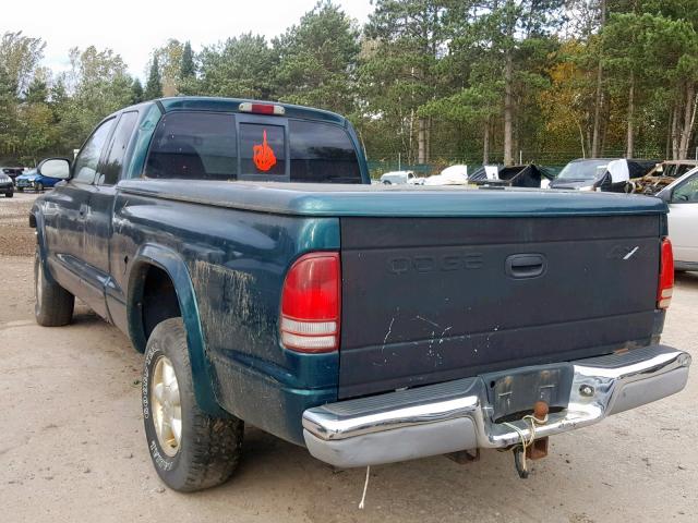 1B7GG23X0VS174242 - 1997 DODGE DAKOTA GREEN photo 3