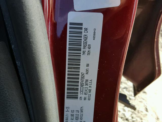 1C3CCCAB5FN726247 - 2015 CHRYSLER 200 LIMITE RED photo 10