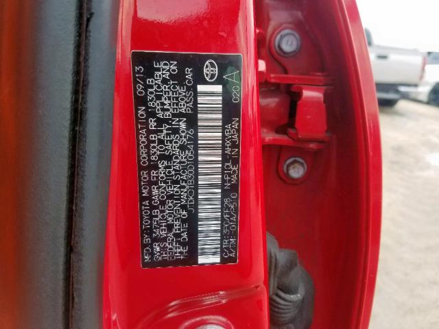 JTDKDTB30D1054176 - 2013 TOYOTA PRIUS C RED photo 10