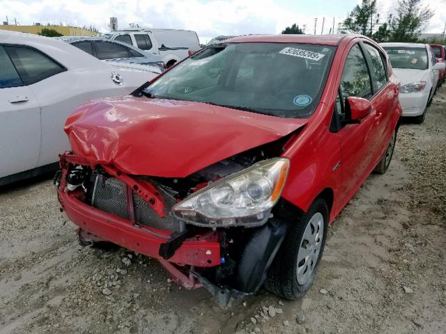 JTDKDTB30D1054176 - 2013 TOYOTA PRIUS C RED photo 2