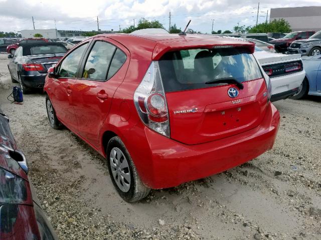 JTDKDTB30D1054176 - 2013 TOYOTA PRIUS C RED photo 3