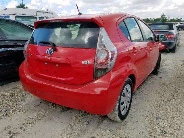 JTDKDTB30D1054176 - 2013 TOYOTA PRIUS C RED photo 4