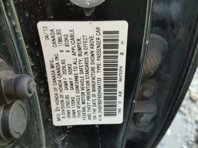 2HGFB2F92DH547733 - 2013 HONDA CIVIC EXL BLACK photo 10