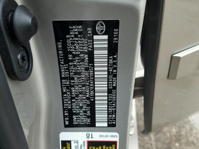 4T1BK1EB4FU188571 - 2015 TOYOTA AVALON XLE CREAM photo 10