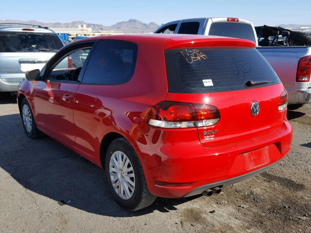 WVWBB7AJ0DW005205 - 2013 VOLKSWAGEN GOLF 红色 照片 3