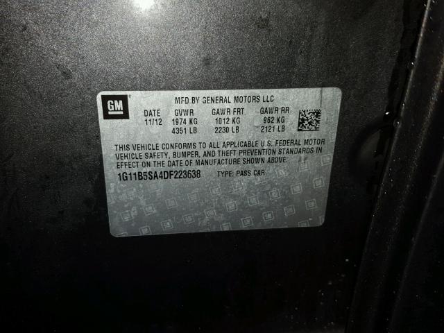 1G11B5SA4DF223638 - 2013 CHEVROLET MALIBU LS GRAY photo 10