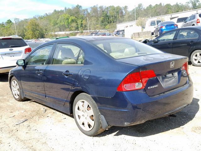 2HGFA16576H522758 - 2006 HONDA CIVIC LX BLUE photo 3