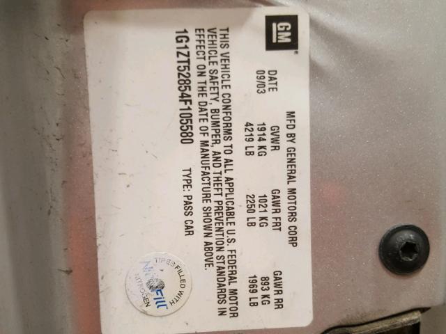 1G1ZT52854F105580 - 2004 CHEVROLET MALIBU LS 银色 照片 10