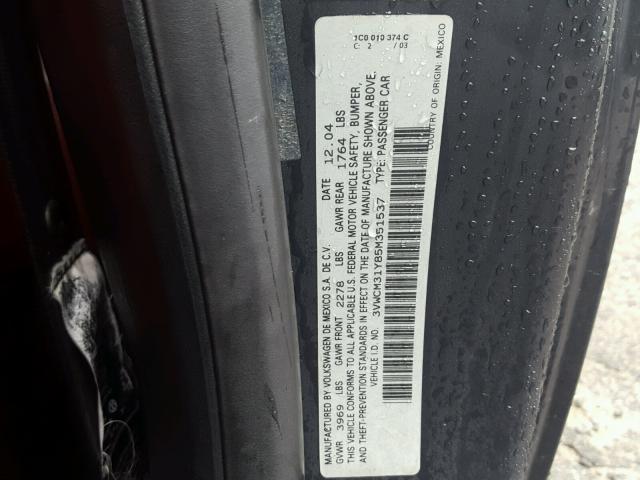 3VWCM31Y85M351537 - 2005 VOLKSWAGEN NEW BEETLE ნაცრისფერი ფოტო 10