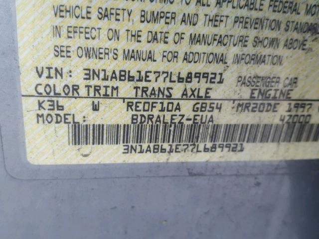 3N1AB61E77L689921 - 2007 NISSAN SENTRA 2.0 GRAY photo 10