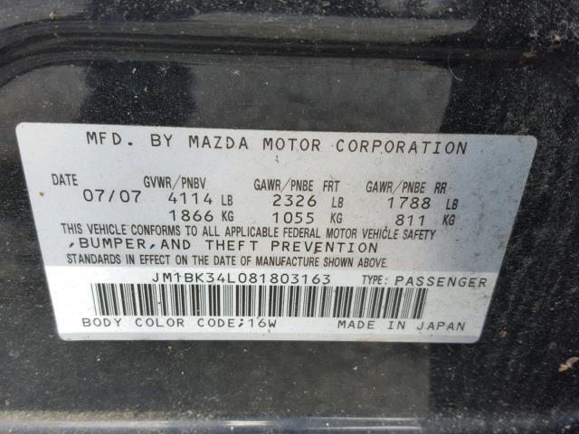 JM1BK34L081803163 - 2008 MAZDA SPEED 3 BLACK photo 10