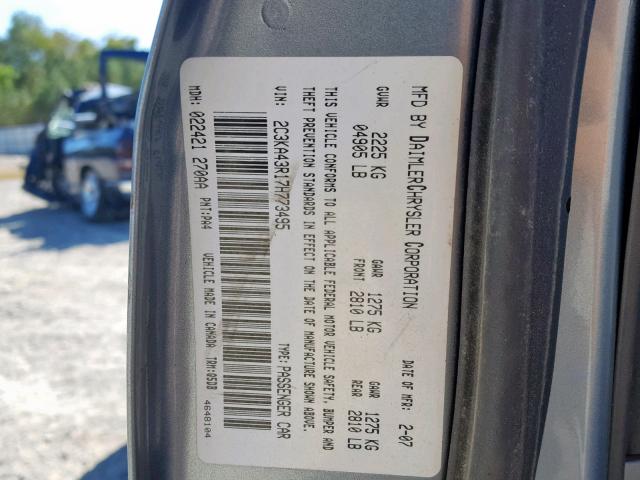 2C3KA43R17H773495 - 2007 CHRYSLER 300 BLUE photo 10