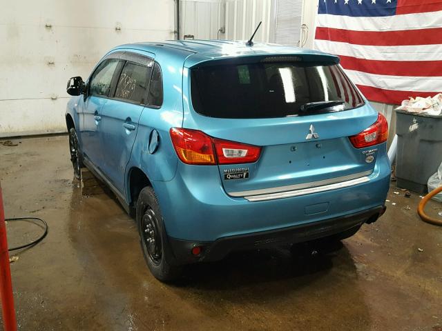 4A4AR3AUXEE020997 - 2014 MITSUBISHI OUTLANDER BLUE photo 3