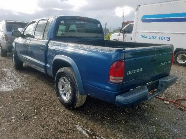 1D7HL38N64S584061 - 2004 DODGE DAKOTA QUA BLUE photo 3