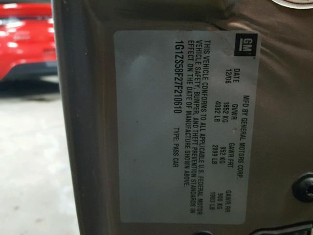 1G1ZS58F27F210610 - 2007 CHEVROLET MALIBU LS 棕色 照片 10