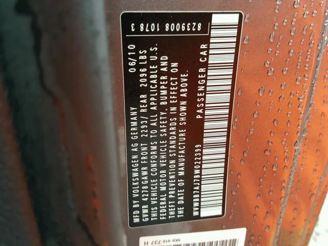 WVWBB7AJ7BW022399 - 2011 VOLKSWAGEN GOLF 灰色 照片 10