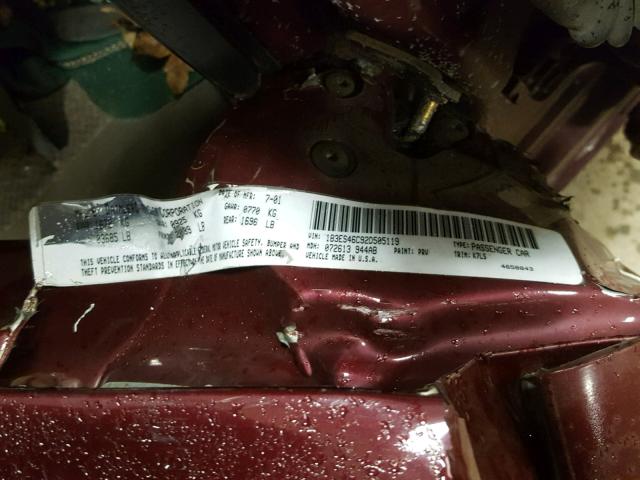 1B3ES46C92D505119 - 2002 DODGE NEON SE MAROON photo 10