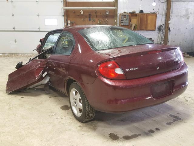 1B3ES46C92D505119 - 2002 DODGE NEON SE MAROON photo 3