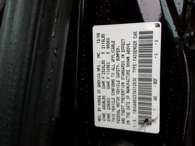 19UUA66237A012630 - 2007 ACURA TL BLACK photo 10