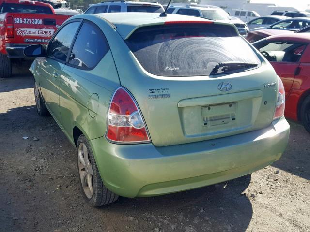 KMHCN36C27U036384 - 2007 HYUNDAI ACCENT SE GREEN photo 3