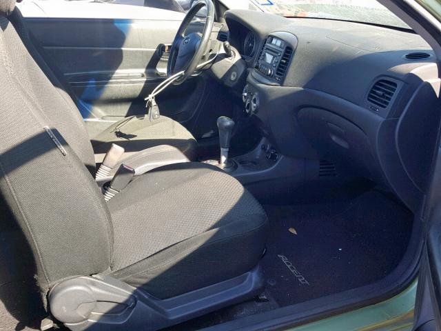 KMHCN36C27U036384 - 2007 HYUNDAI ACCENT SE GREEN photo 5