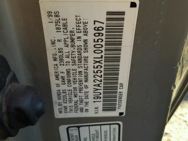 19UYA2255XL005967 - 1999 ACURA 3.0CL Beige Foto 10