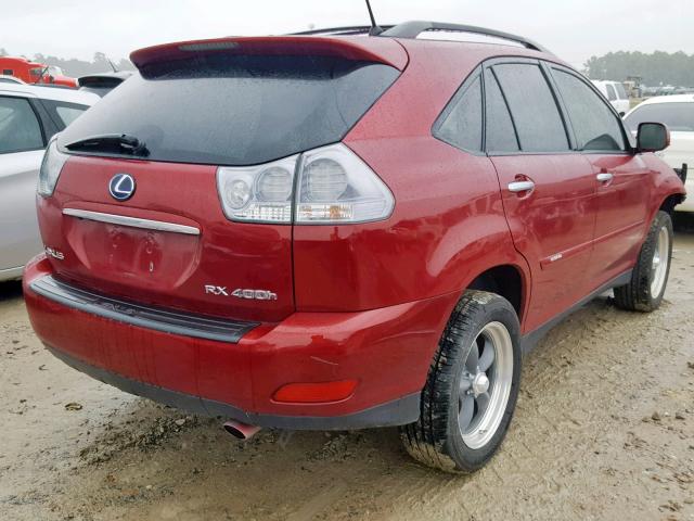 JTJGW31U382008882 - 2008 LEXUS RX 400H RED photo 4