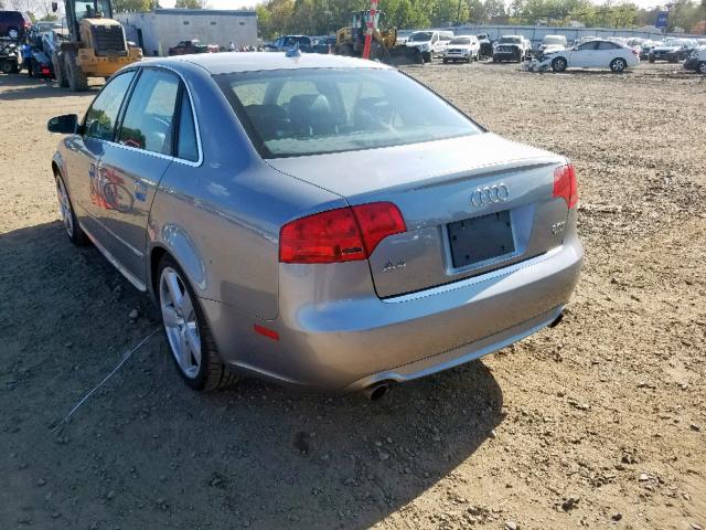 WAUEF78E88A130768 - 2008 AUDI A4 S-LINE GRAY photo 3