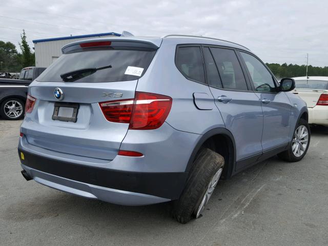 5UXWX9C58D0D03486 - 2013 BMW X3 XDRIVE2 BLUE photo 4