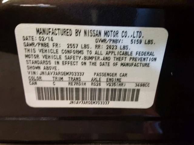 JN1AV7AR0EM703337 - 2014 INFINITI Q50 HYBRID BROWN photo 10