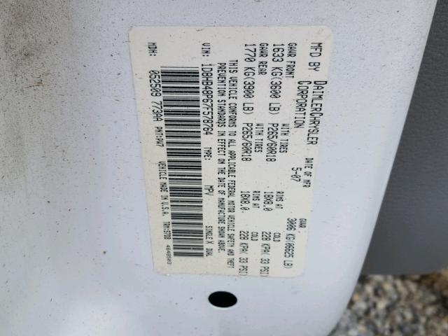 1D8HB48P67F578764 - 2007 DODGE DURANGO SL WHITE photo 10