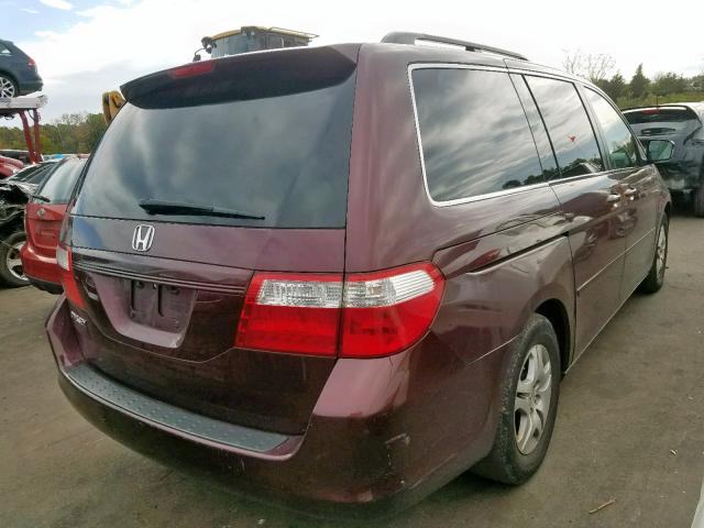 5FNRL386X7B460013 - 2007 HONDA ODYSSEY EX BURGUNDY photo 4