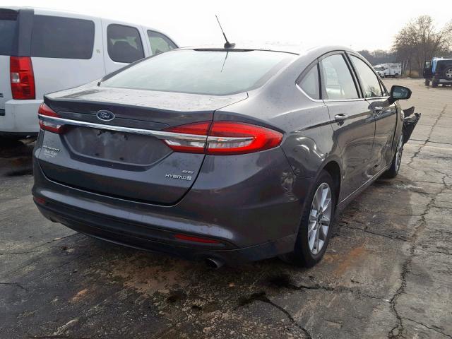 3FA6P0LU2HR322712 - 2017 FORD FUSION SE GRAY photo 4