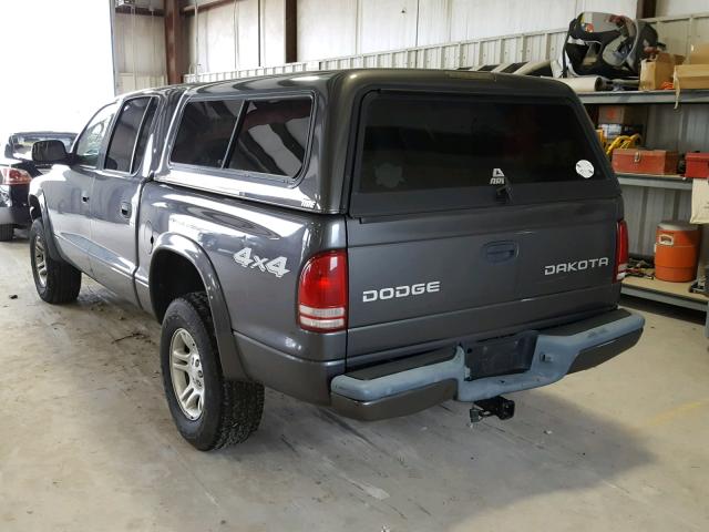 1D7HG38N64S585053 - 2004 DODGE DAKOTA QUA GRAY photo 3