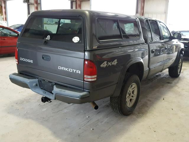 1D7HG38N64S585053 - 2004 DODGE DAKOTA QUA GRAY photo 4