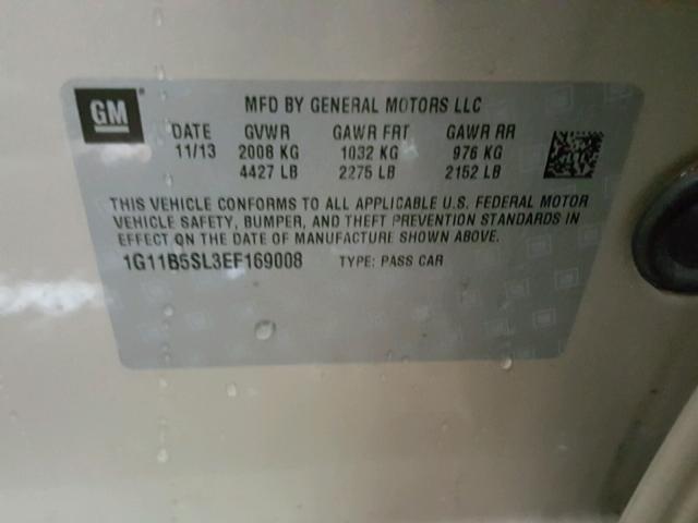 1G11B5SL3EF169008 - 2014 CHEVROLET MALIBU LS 米色 照片 10