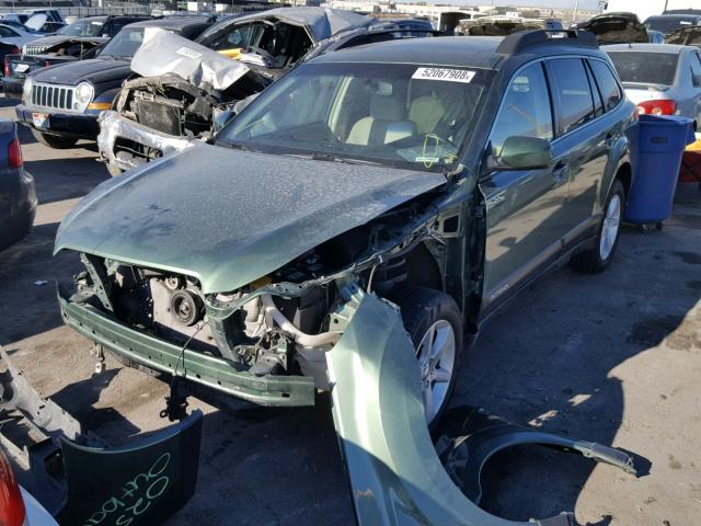 4S4BRDMC1E2303337 - 2014 SUBARU OUTBACK 3. GREEN photo 2